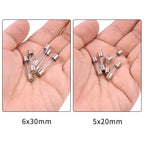 100/72pcs 5 * 20 6 * 30 Fast Melting Glass Tube Fuse Car Glass Tube Fuse Set with Box 0.2-20A 0.5-30A Household Fuse