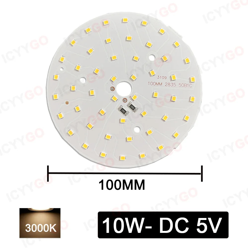 10PCS DC5V Round LED Lamp Panel 3W 5W 10W SMD5730 SMD2835 Warm White Highlight Round Round Aluminum LED Lamp Panel