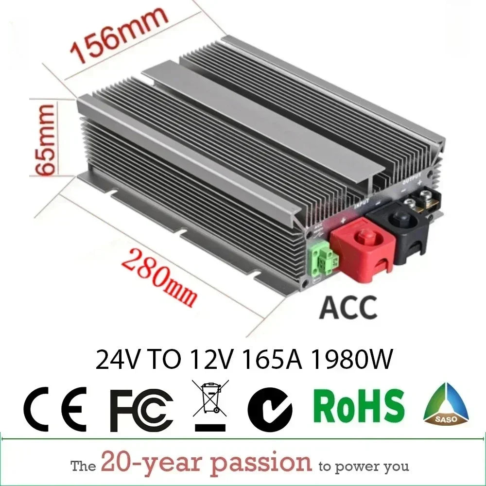 24V TO 12V 100A -300A DC DC Step Down Converter Regulator Voltage Output Power Supply Module for Cars Solar Reducer Module ROHS