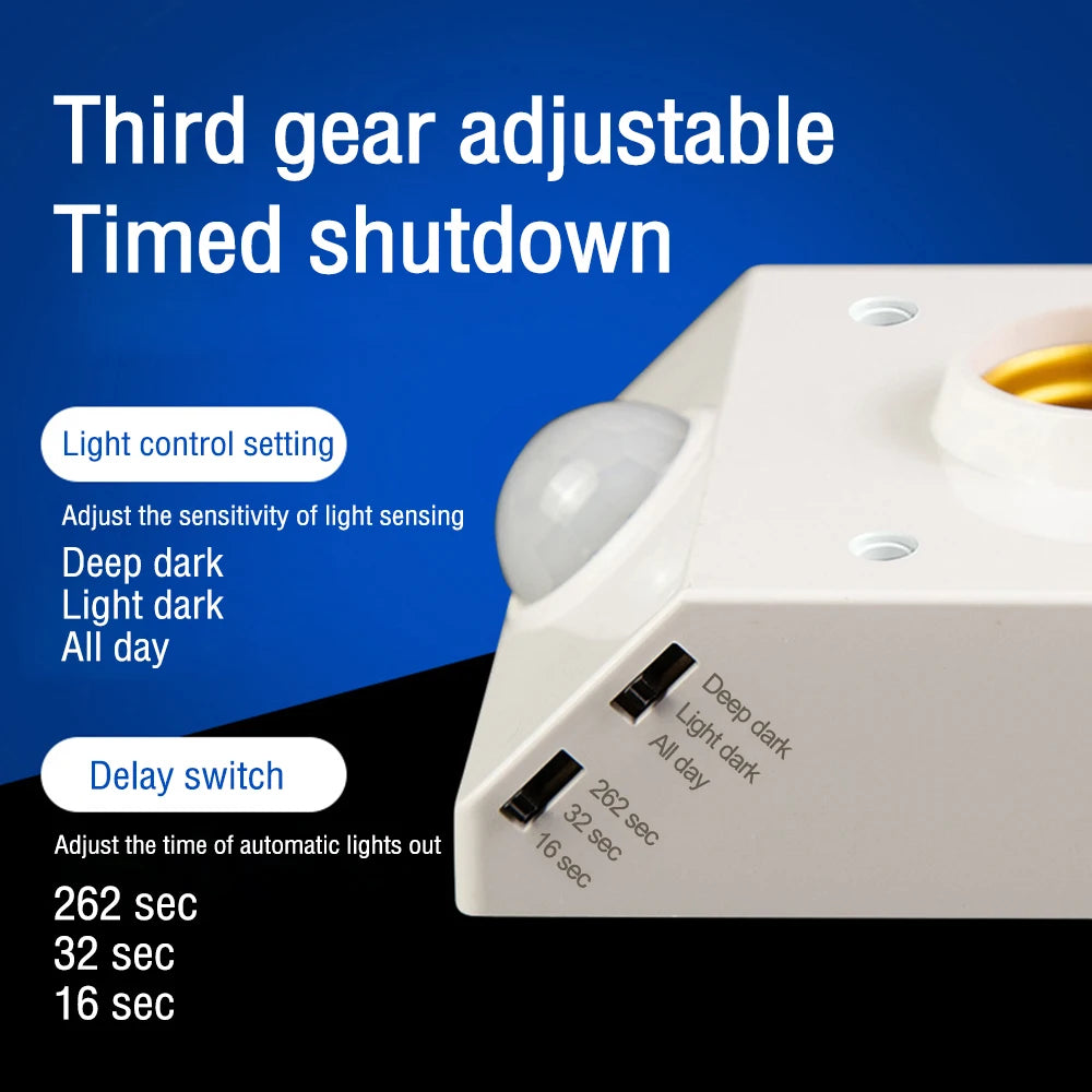 AC110-240V 86 human body infrared sensing lamp holder Infrared sensor E27 spiral LED bulb base motion sensor