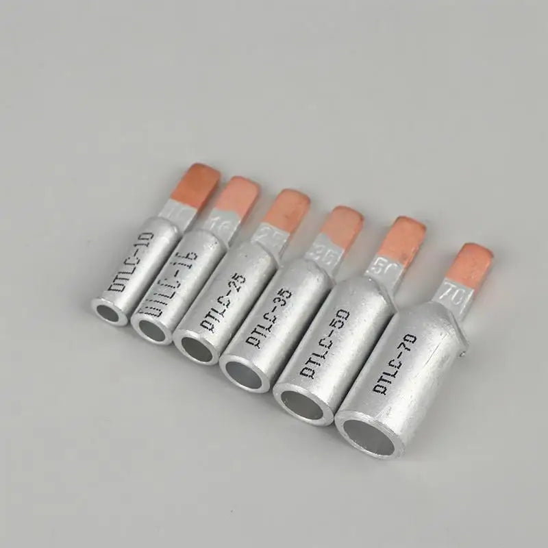 5Pcs DTLC-10/16/25/35/50/70 Electrical Cable Wire Tubular Lug Screw Connection Connector Copper-AL Cord Spade Pin Crimp Terminal