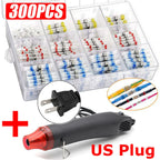 100/800PCS Solder Seal Wire Connectors Heat Shrink Solder Butt Connectors Kit Automotive Marine Insulated with 300W Hot Air Gun