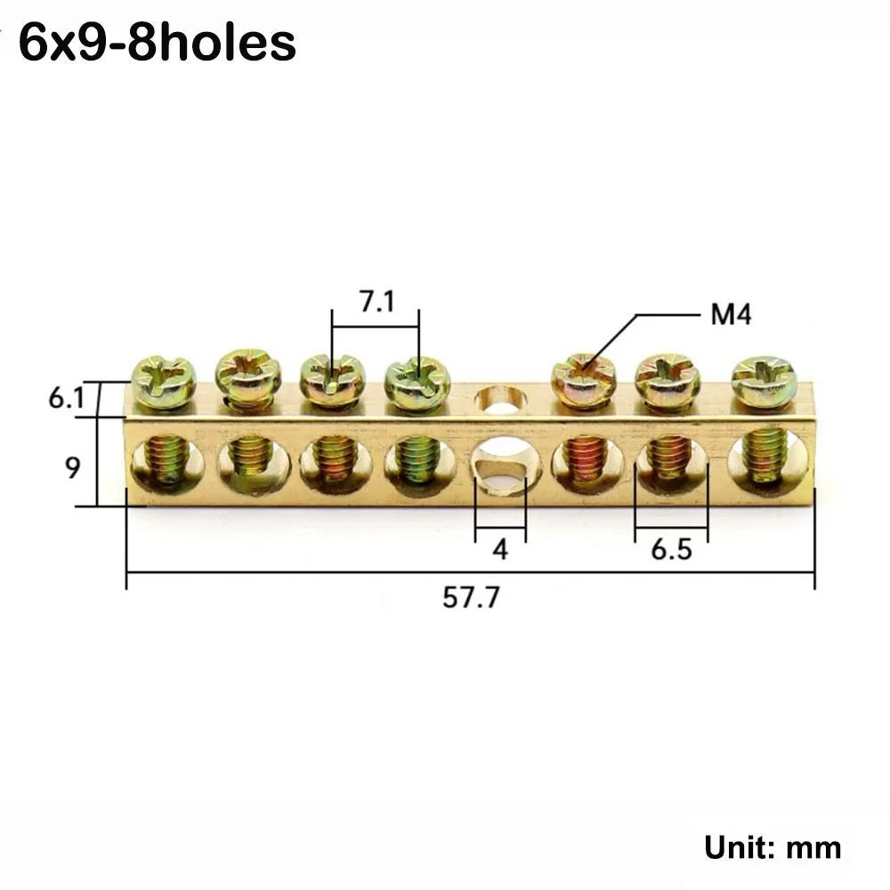 Grounding Bars Copper Wire Connector Multi-specification With Hole Screw Copper Bar Terminal Zero Ground Terminal Electrical