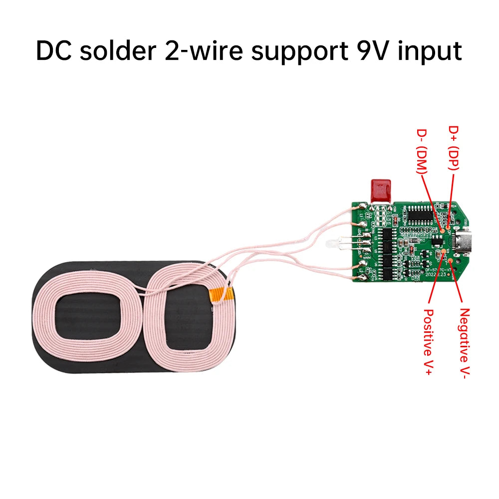 15W dual coil wireless charging module wireless charger PCBA multi-purpose home car equipment wireless charging Type-C interface