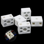 5PCS /Lot 2 Postion 5 Hole Ceramic Wiring Terminal Block High Frequency Porcelain Dual Row Wire Connector