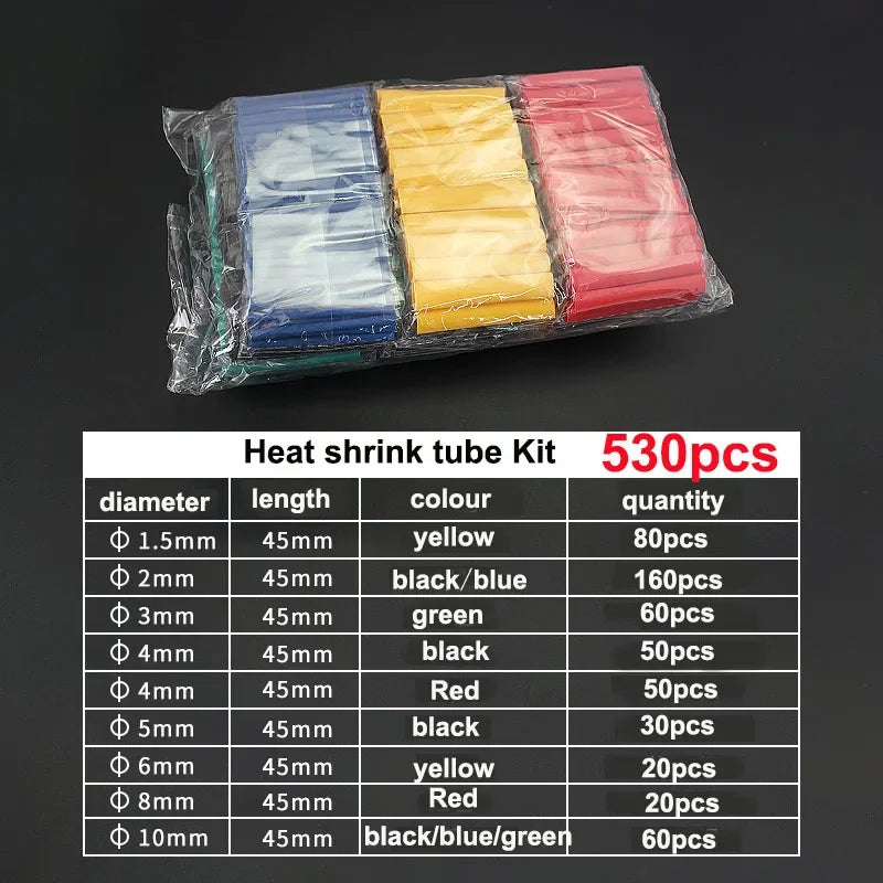 Heat Shrink Tubing Thermoresistant Tube Heat Shrink Wrapping Kit 2:1 Insulation Wire Cable Kit ,For Electrical Wiring and Repair