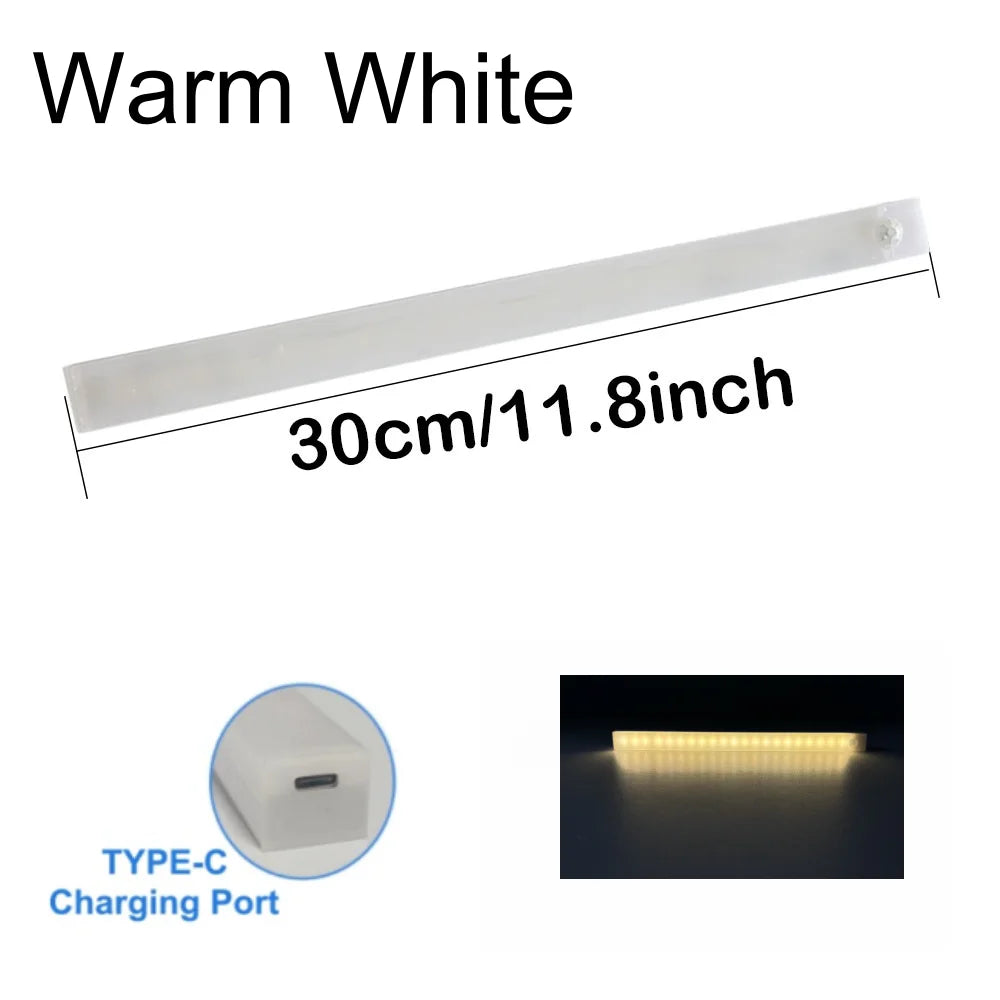 Motion Sensor Bar Light Type C Rechargeable Light LED Magnetic Attraction Night Light for Kitchen Bedside Wardrobe Bookcase