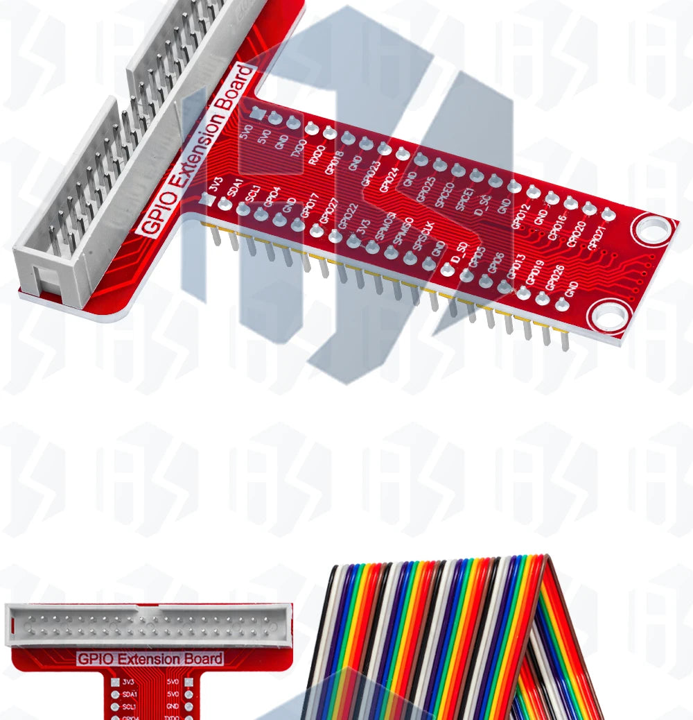 T-Type GPIO Breakout Expansion Board with 20cm FFC 40-Pin Ribbon Cable, Compatible for Raspberry Pi 2/3 Model B/B+/A+