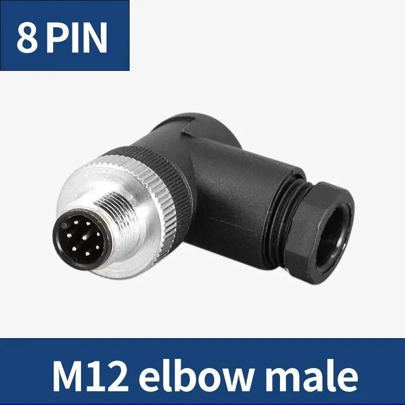 M12 Waterproof IP67 Aviation Plug Socket 4 5 8 Pin Hole Needle Male Curved Straight Screw Solderless Power Connector PG7 Charger
