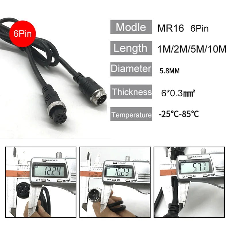 M16 2pin 3p 4p 5p 6p 7p 8p 9p 10Pin GX16 6pin Male to Female Aviation Video Extension Connect Cable 1M-10M for Car Camera System