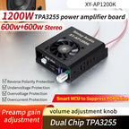 1200W 10A Pure Power Amplifier Module 2.0 600W+600W Stereo Digital Audio Amplifier TPA3255 Amplifier Chip DC 18-51V XY-AP1200K
