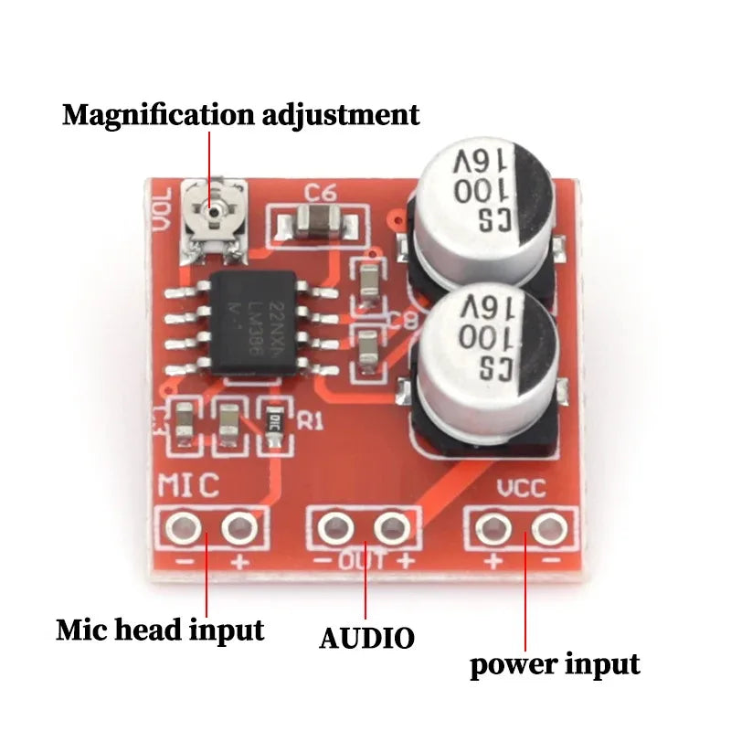 LM386 electret microphone amplifier board / microphone amplifier / without potentiometer DC4-12V