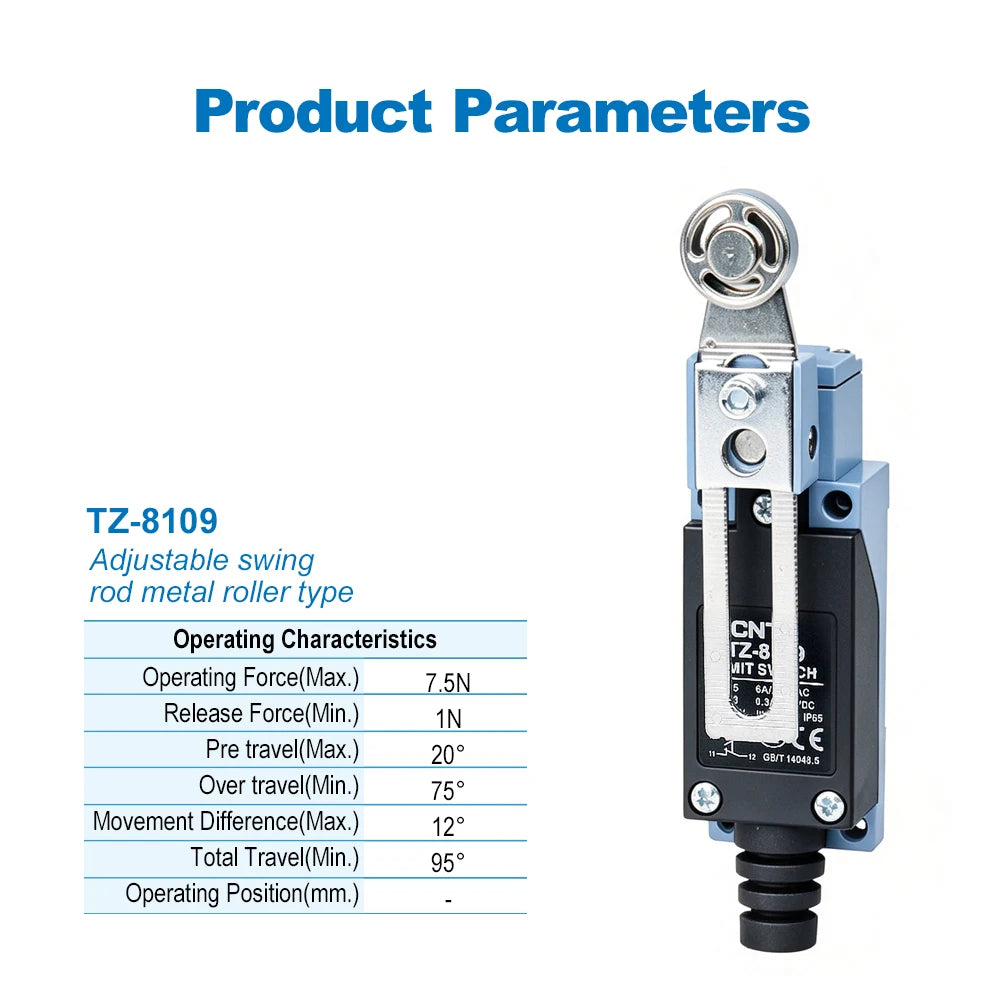 CNTD TZ-8109 IP65 Limit Switch 300V 10A SPDT Industrial Waterproof Travel Switch Double Spring CE Certified