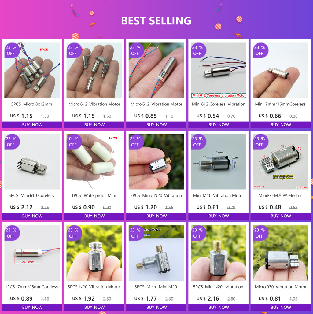 1PCS N20 Vibration Motor DC 3.7V 5V 9800RPM Massage Stick Beauty Instrument Micro Precision Electric Motor Fun Vibration Motor