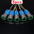 5pcs Metal Push Button Switch Ring Lamp 16mm 19mm 22mm Waterproof LED Light On Off Momentary Latching 5v 12v 24v 220v Red Blue