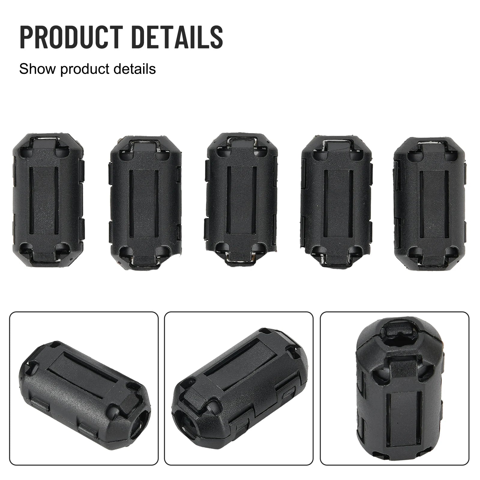 5Pcs 3.5/5/7/9/13mm Toroidal Core Ferrite Bead Clip Choke EMI RFI Noise Filter Clip For USB/Video Cable Power Cord