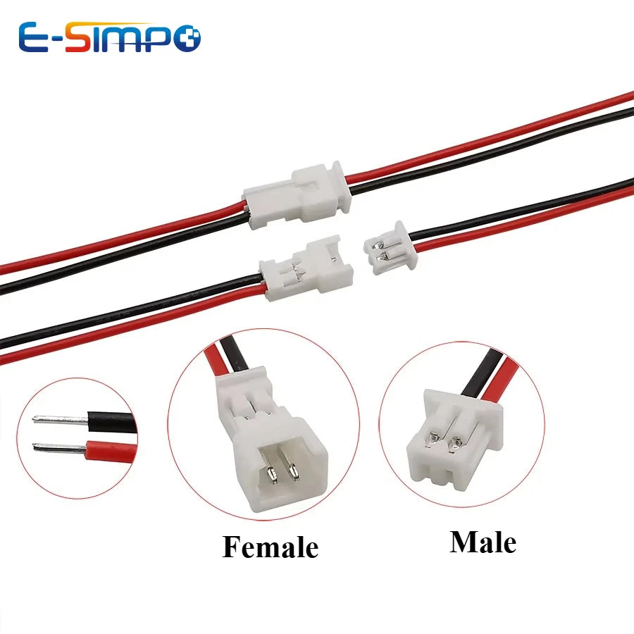 Micro 1.25 2Pin Wire Connectors Plug Jack Mini  PH1.25mm 2P Male Female Socket Battery Charging Cable Terminal Length 15CM