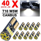 2/4/10/50 PCS T10 W5W LED Bulb CANBUS 12V 4014-15SMD 6500K White Car Interior Dome Door Courtesy  Glove Box License Plate Lights