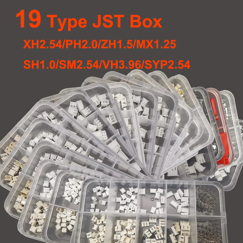 19 Type JST Box SH1.0/MX1.25/PH2.0/XH2.54/VH3.96/SM2.54/SYP Pitch Connector Terminal Kit  SMD/Straight/Right Angle Type DIY