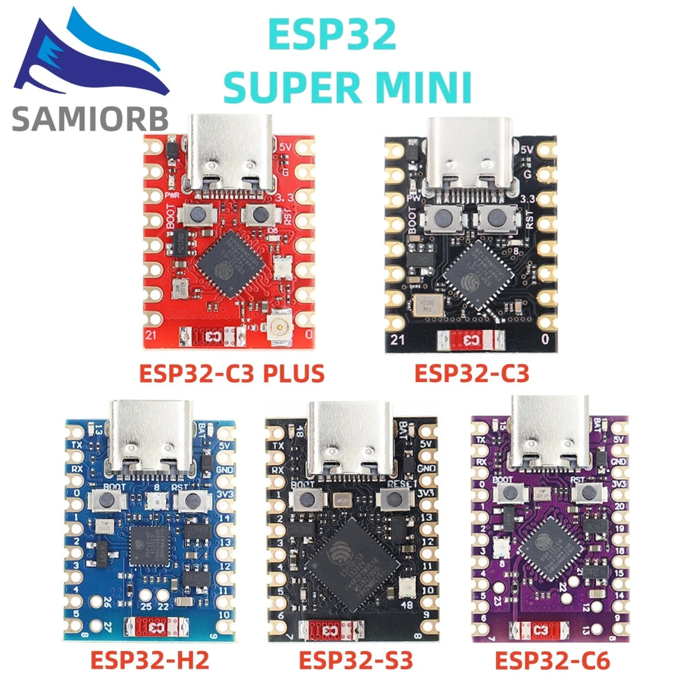SAMIROB WiFi Bluetooth ESP32 C3 S3 H2 C6 SuperMini Board IoT Development Kit Compatible with MicroPython Programming