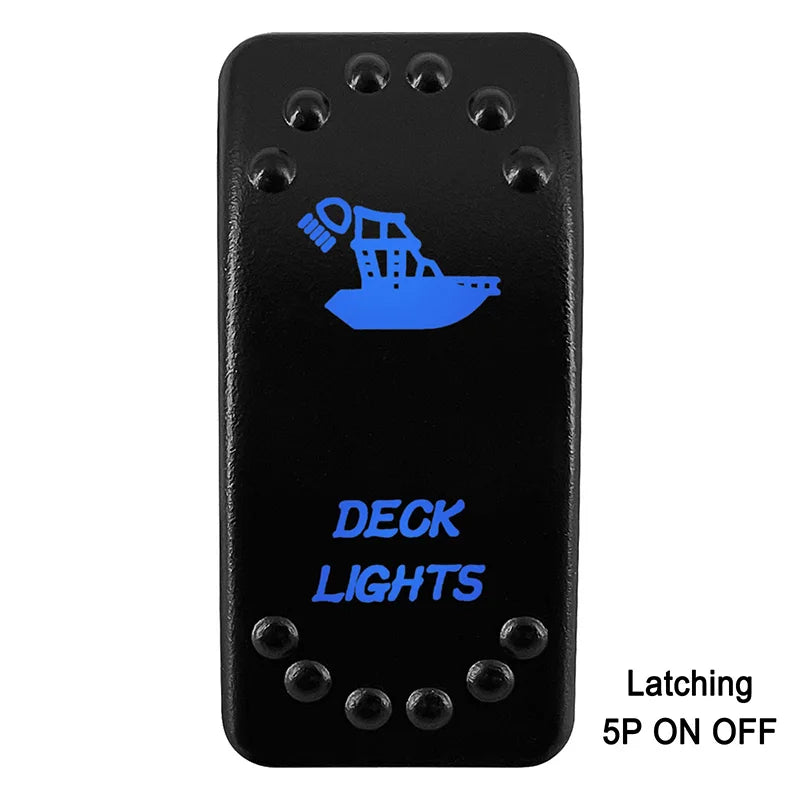 Waterproof Rocker Switch with Blue LED | 12V/24V Latching & Momentary (SPST/ DPDT) | for Marine, UTV, ATV, RZR, Automotive