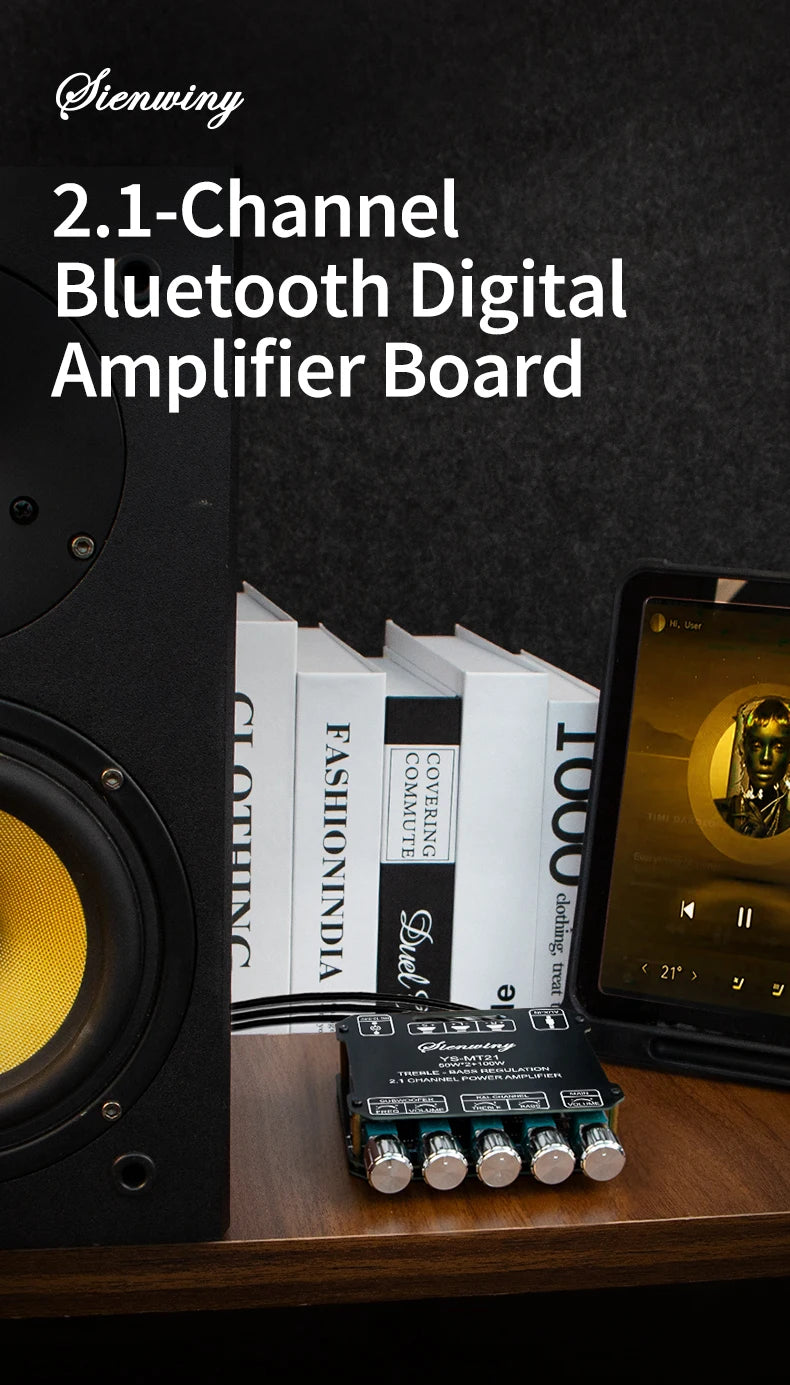 KEBIDU 2.1 Channel Digital Audio Amplifier 200W Bluetooth Audio Amplifier Board Module 12/24V Subwoofer Stereo HiFi Amp Speaker