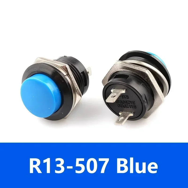 5/20Pcs Round-shape Push Button Switch ON OFF 2Pin ON-OFF R13-507 16mm Momentary Electric Power Switch R13 507 Switches