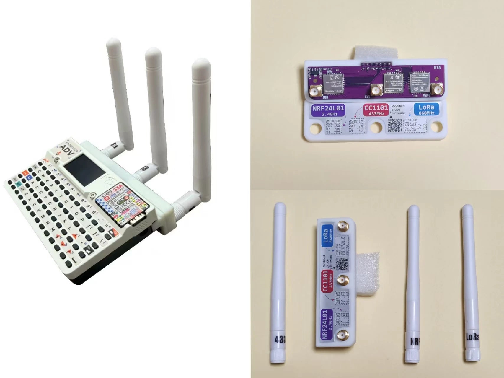 3-In-1 module Version 2.0 LoRa (850-931MHz), CC1101, NRF24L01, only compatible with M5Stack CARDPUTER ADV