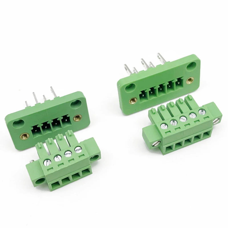 1Pair 15EDG 3.81mm Pitch Through Wall Plug-in Terminal Blocks 2/3/4/5/6/7/8Pin Plug & Pin Header Socket Set