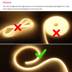 110V 220V Cob LED Strip Light Super Bright Waterproof With EU US Power Supply Switch 288 LEDS/m Warm/Neutral/White Outdoor Decor