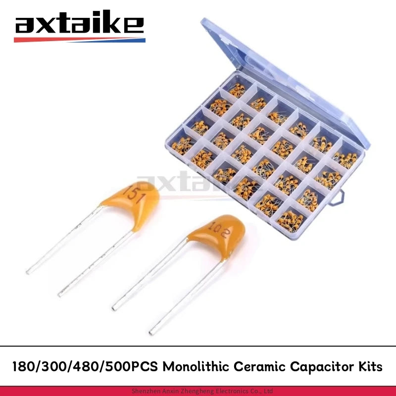 180/300/480/500PCS Monolithic Ceramic Capacitor Kits 10pF - 10uF 50V 106 105 474 104 103 102 101 33 47 56 68 PF 10NF 100NF MLCC