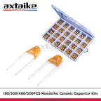 180/300/480/500PCS Monolithic Ceramic Capacitor Kits 10pF - 10uF 50V 106 105 474 104 103 102 101 33 47 56 68 PF 10NF 100NF MLCC