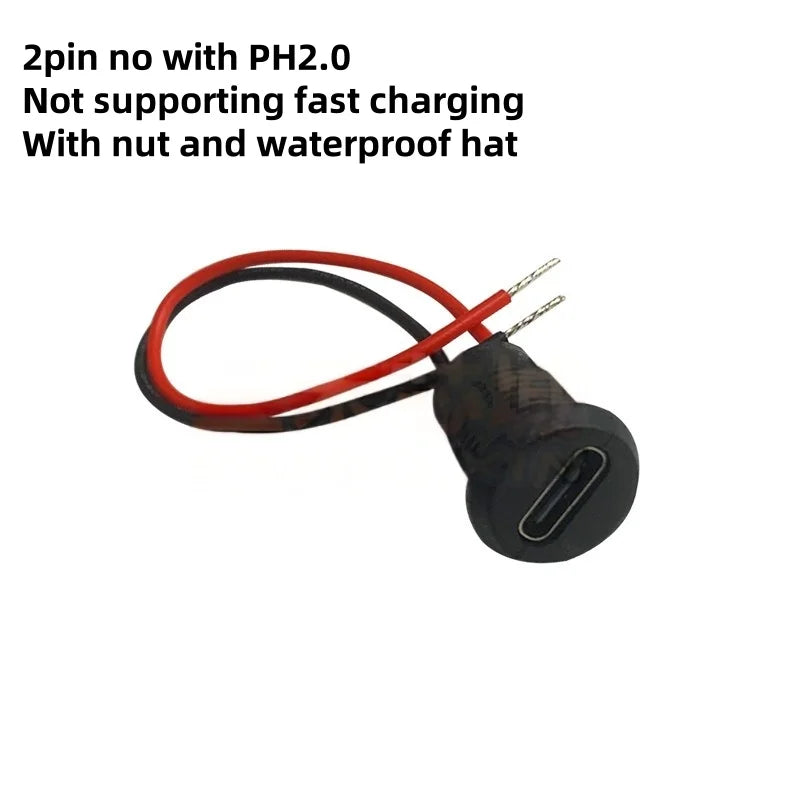 1-10pcs 2Pin-6pin USB-C Type-C TPC Waterproof Connector PH2.0 Cable Female Jack Socket With LED PPD CC Fast Charging Nut Locking