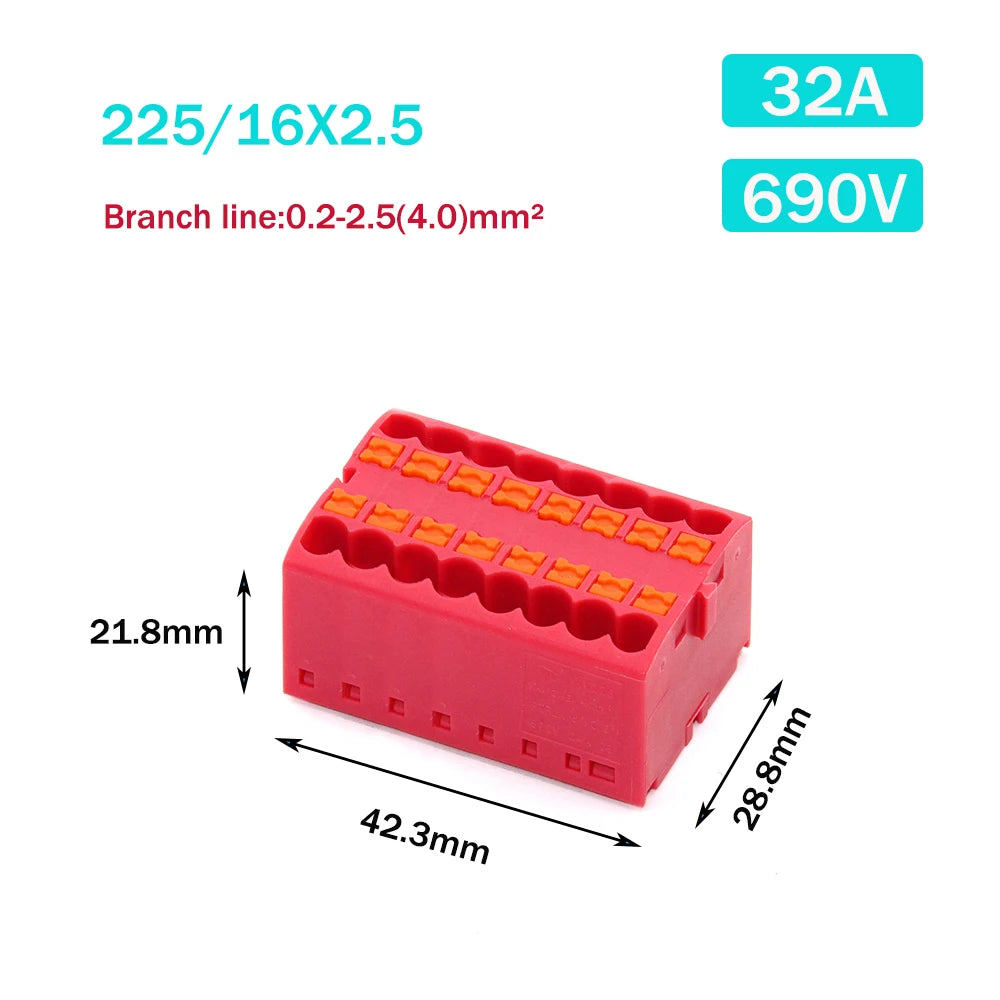Wire Electrical Connectors PTFIX 2.5mm Wire Merging And Branching Device Push-in Terminal Block Connector Mount On Din Rail