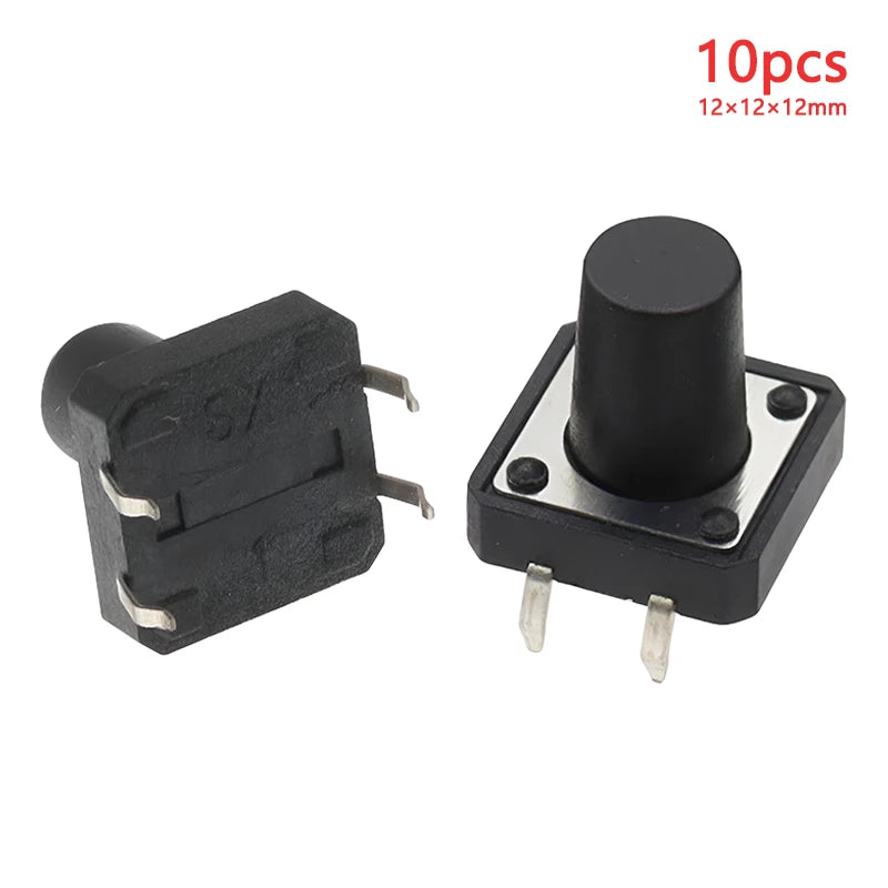 10pcs 12x12 Tact Switch Vertical 12*12*4.3/4.5/5/6/7/8/9/10/11/12/13mm Micro 4Pin Self-Reset Electronic Push Button Interruptor