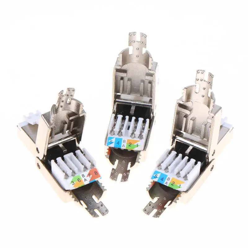 1Pc Zinc Alloy Shielded Ethernet Termination Plugs Cat7 Cat6A Cat8 RJ45 Connector Tool-Free