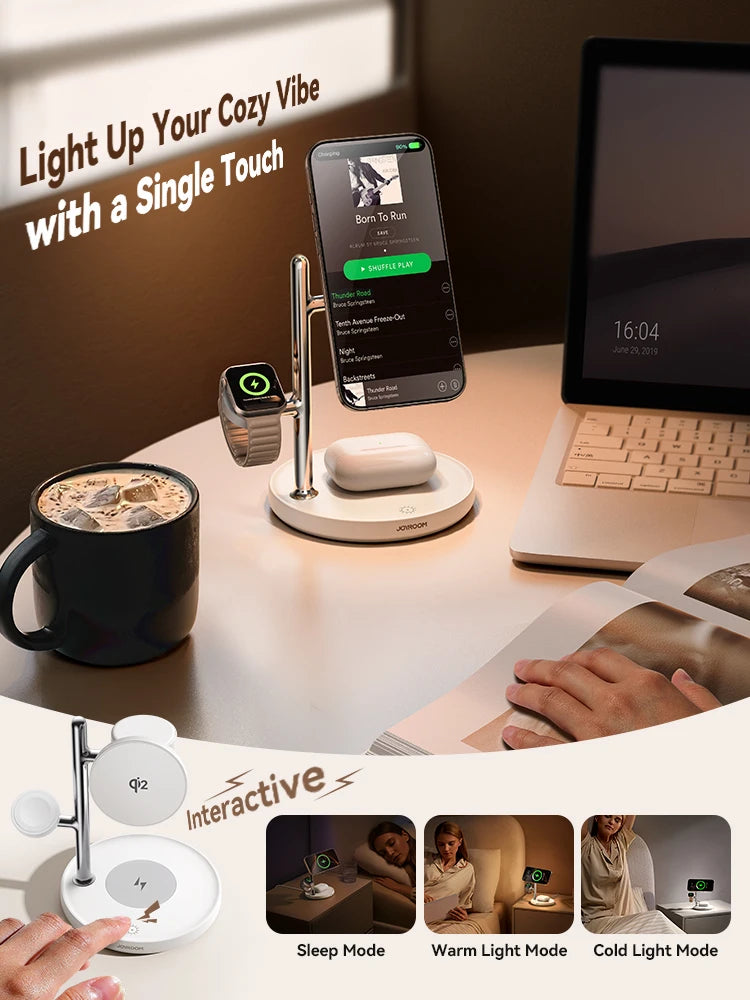 Joyroom Qi2 Magnetic Charging Station for Apple Fast Wireless Charger for iPhone 16 15 14 Pro Max for iWatch for AirPods JR-W23