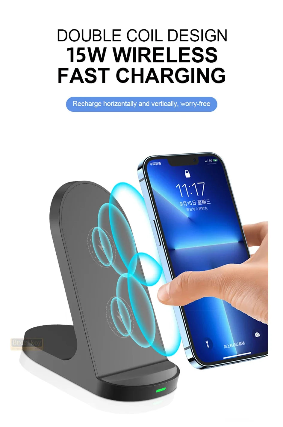 Fast 10W 15W Wireless Charger Stand for iPhone 15 14 13 12 11Pro Samsung Galaxy S24 S23 S22 S21 Note Redmi Charging Dock Station
