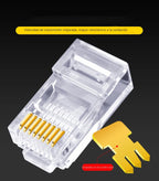 100pcs RJ45 CAT6 CAT5e Pass Through Connector Network Crystal End Gold-Plated Crimp UTP Standard Ethernet Network Modular Plug