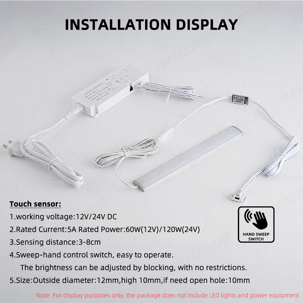 Cabinet LED Lighting Lamp Strip Sensor Switch DC12-24V 5A Mini PIR/Touch/Sweep/Motion Electrical Switches DuPont Connector Cable