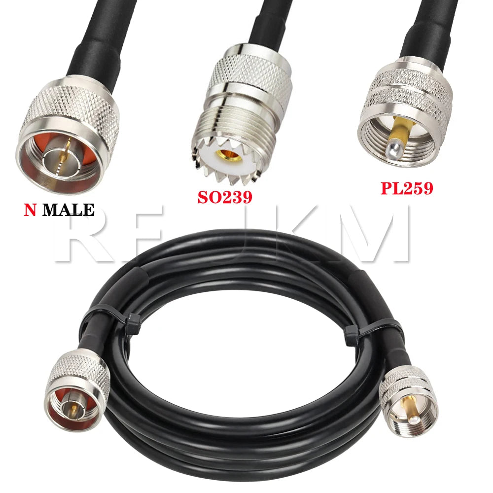 RG58 Cable N Male Plug to UHF PL259  Male to SO239 Female Plug Connector 50ohm Crimp RF Coaxial Jumper Pigtail Straight