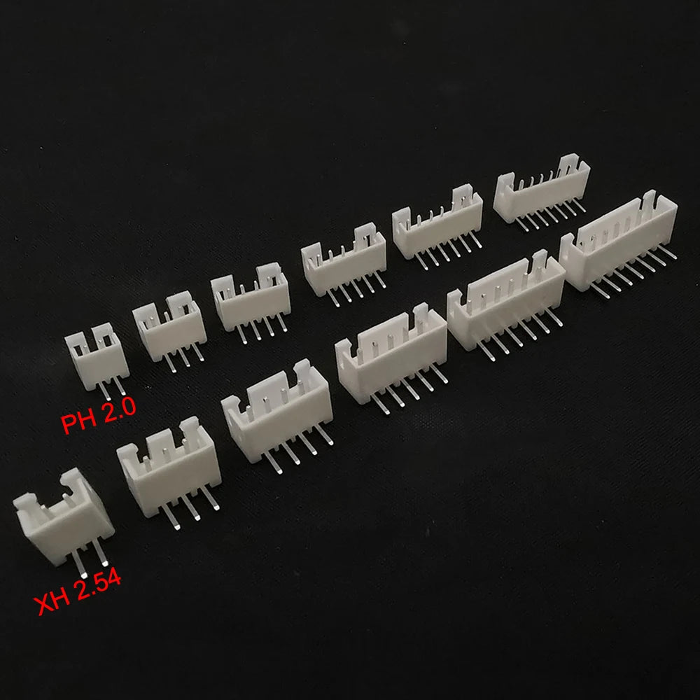 50Pcs XH 2.54 PH2.0 2P 3P 4P 5P 6P 7P 8P 9P 10P 12 Pin Male Plug Right Angle Electrical Wire Connector Pin Header for PCB JST