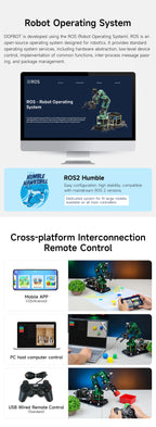 DOFBOT Raspberry Pi 5 Smart Robotic Arm DIY Electronic Kit AI Large Model Vision 6DOF Robot Support ROS2 Development
