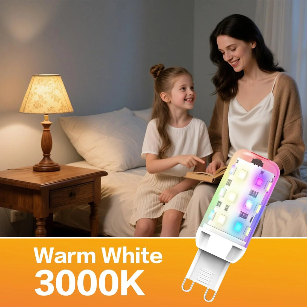 G9 LED Color Changing Light Bulb with Remote,Warm White/Cool White/RGB 12 Color Changing,Sync and Memory,Dimmable G9 LED Bulb