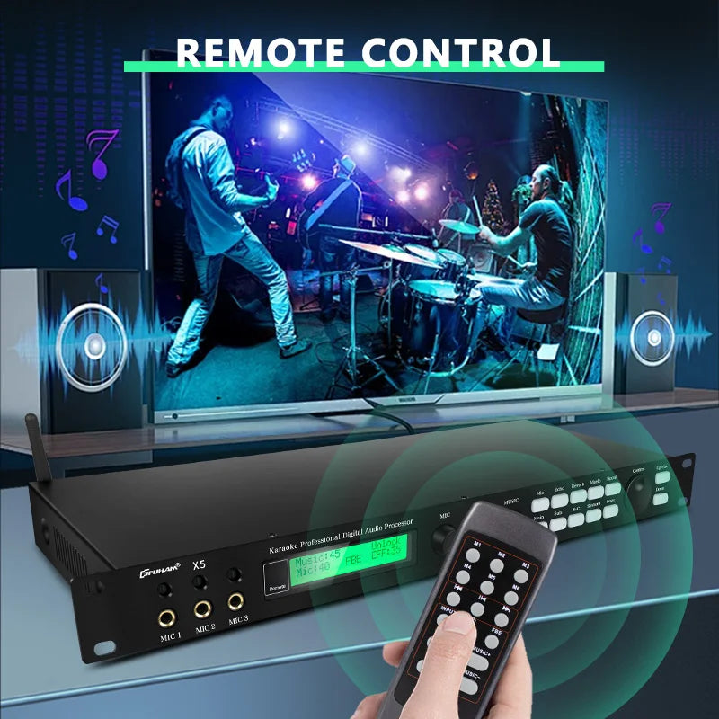 FUHAM Professional Digital X5 Preamp Effects Processor KTV Reverb Suppression Anti-Howl Bluetooth Audio Processor