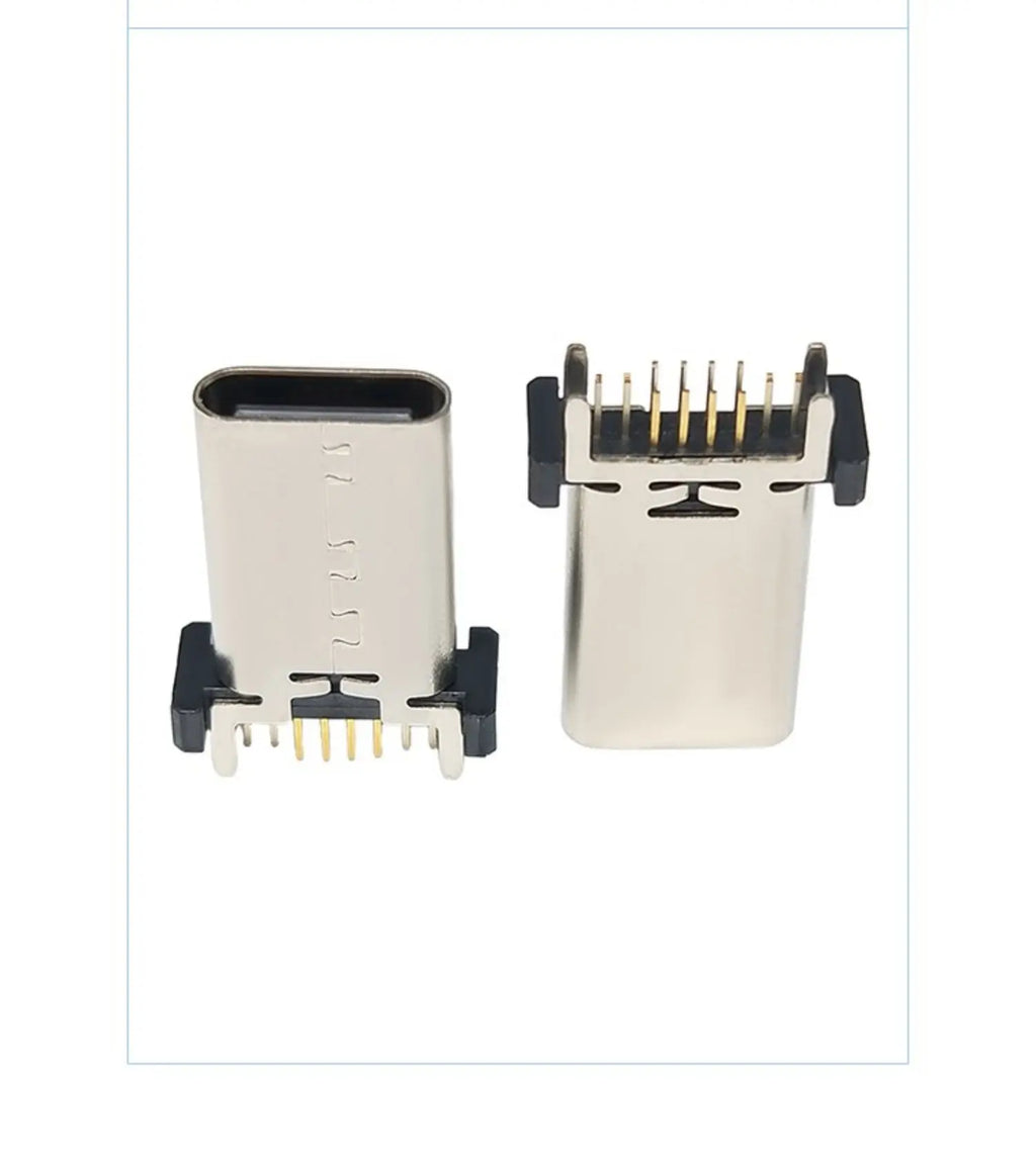 5pcs/lot Type-c 16p Female Socket Vertical Plug-in Patch Usb Charging Interface 8.8/9.3/10.5/13.7mm Socket