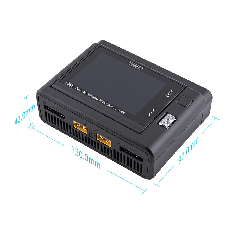 ToolkitRC M8D 1600W 50A Charger DC Balance Touch Screen 65W Fast Charge Dual Channels for 1-8S Lipo Battery For Rc FPV Drone Car