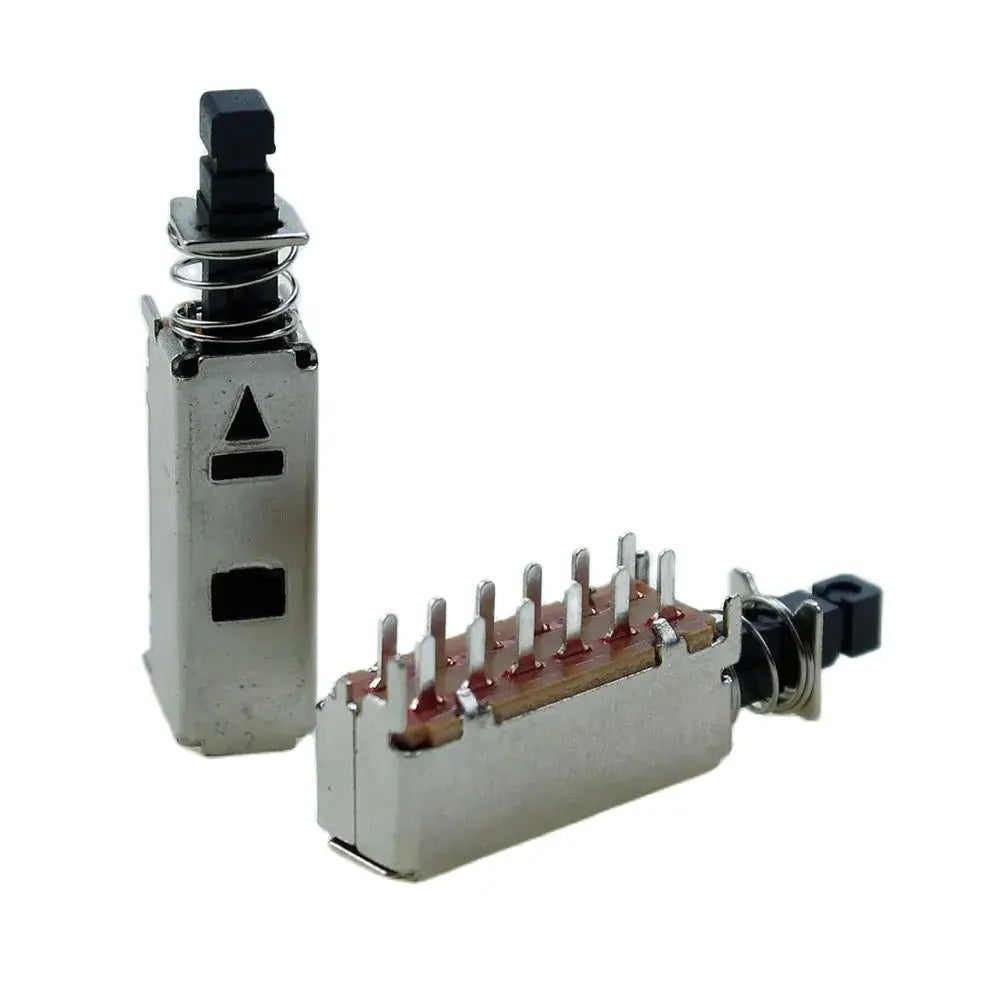 10PCS 12Pin PS42F42 Right Angle PCB Latching Push Button Switch  DPDT Double Pole Self/No-Locking Key Power Switches