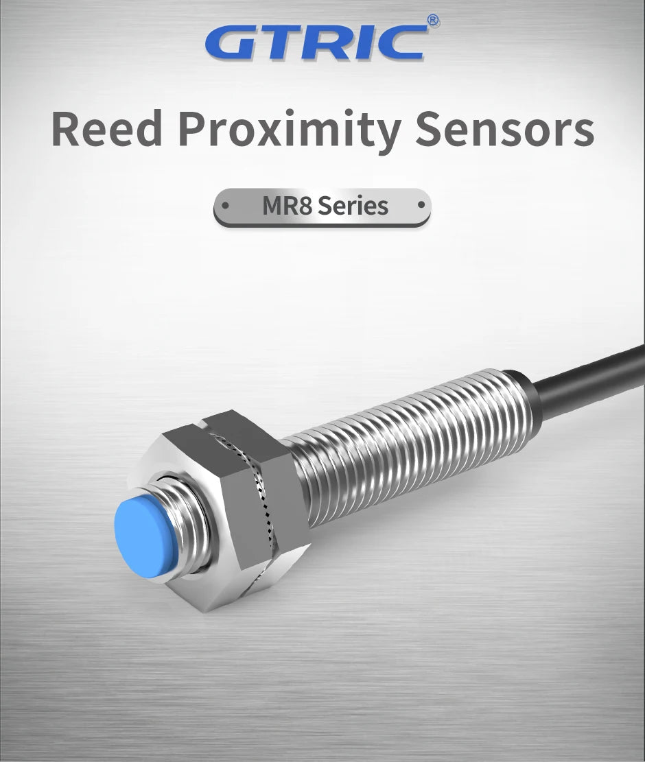 GTRIC Reed Switch Hall Effect Magnetic Proximity Sensor LG08A3 M8 Cylinder Series 5-200V AC DC Universal 2 Wires NO NC