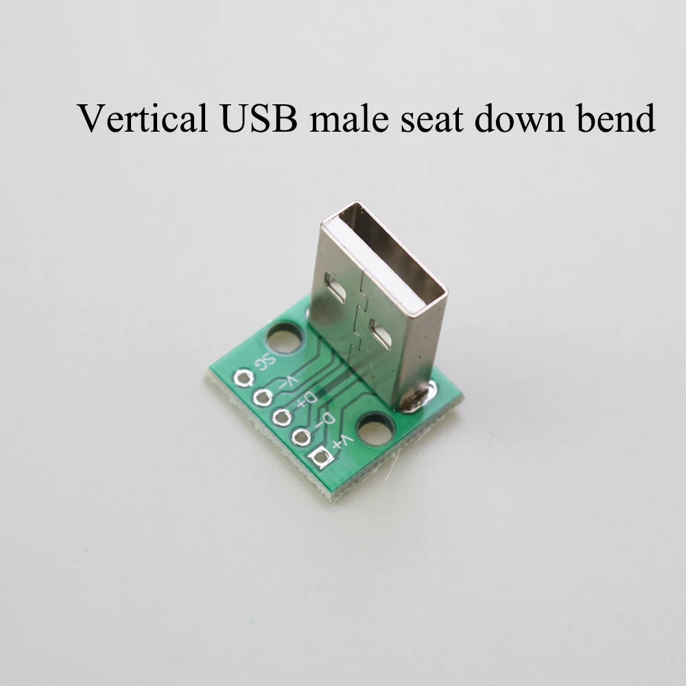 1PCS Data Charging Cable Jack Test Board with Pin Header 90 Degree Micro Mini USB Type C 2Pin USB 3.0 2.0 Female Male Connector
